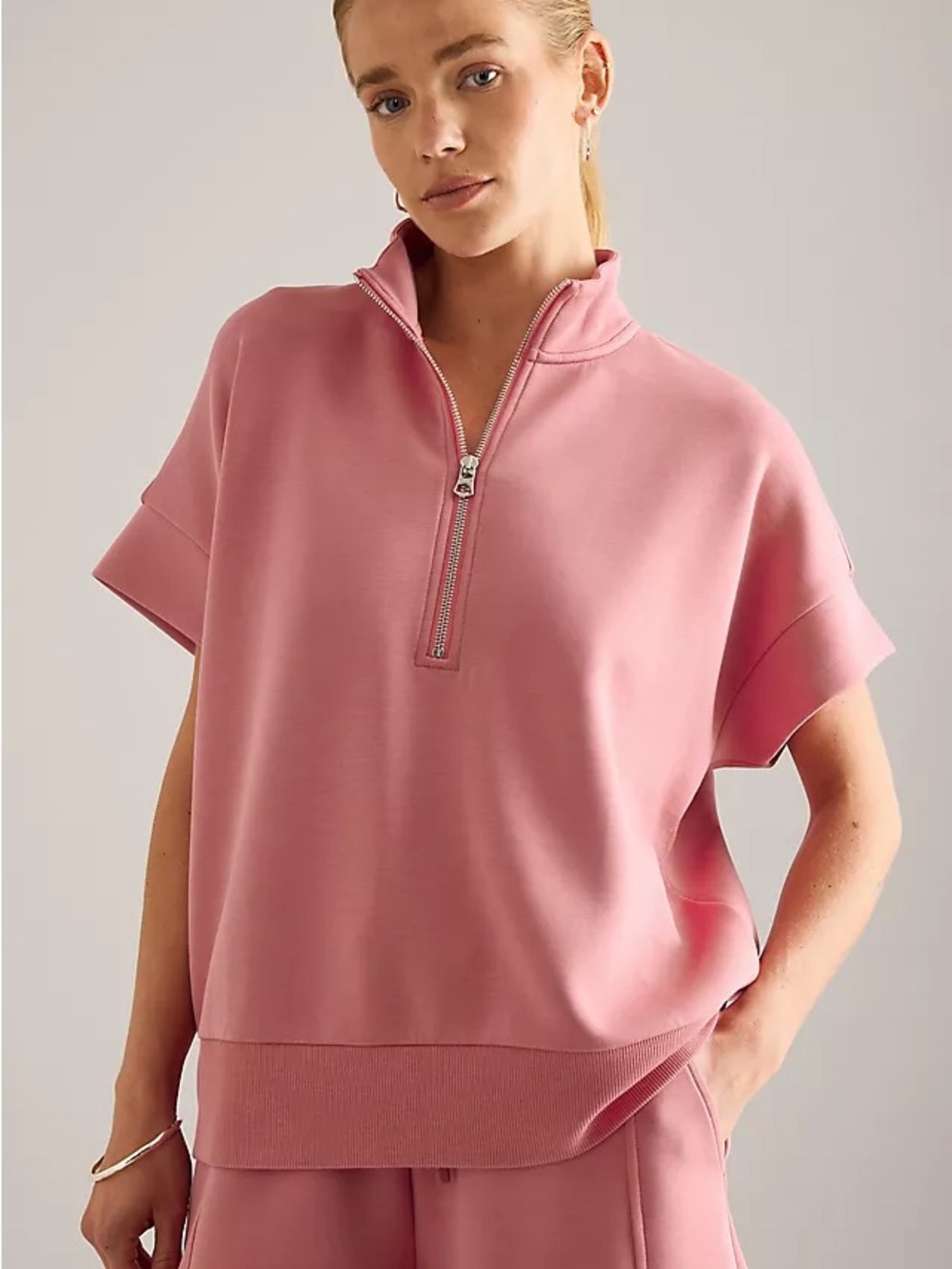 Women's Varley Half-Zip Short Sleeve Pullover Top & Shorts - Rapture Rose